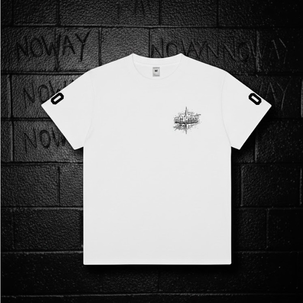 Men's White Graphic Crewneck Tee with Chest Emblem